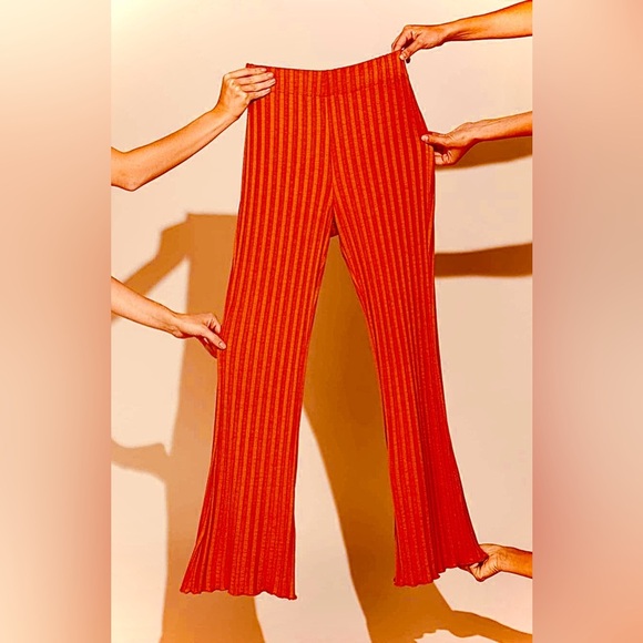 SIMON MILLER Cyrene Ribbed Knit Pants in Burnt Orange, Size Extra Small, NEW - Picture 1 of 12